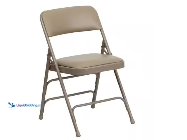 Lot 49-1566900 - lot of (2) Flash Furniture Hercules Series Curved Triple Braced & Double Hinged Beige Vinyl Upholste...