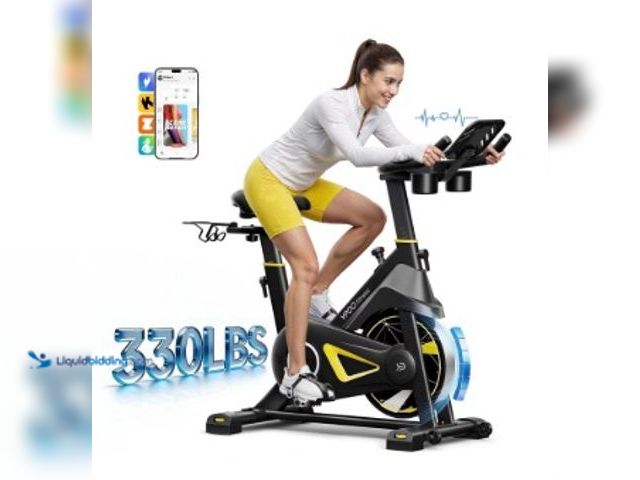 Lot 49-2022986 - YPOO Magnetic Exercise Bike for Home, Quiet Stationary Bike with Smart App and Heart Rate Monitor, A...