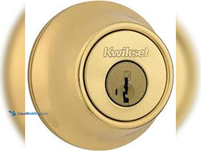 Lot 49-5459463 - Kwikset Polished Brass Single Cylinder Deadbolt featuring SmartKey Security with Microban Antimicrob...