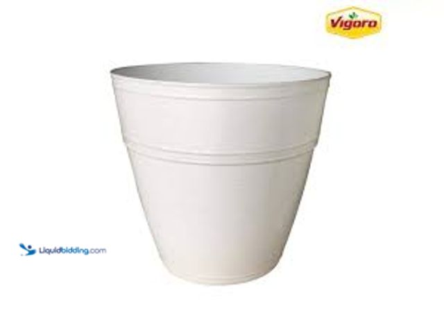 Lot 49-5488503 - QTY 3 - Vigoro Inez Medium Chalk High-Density Resin Planter (11.4 in. L x 11.4 in. W x 9.8 in. H). M...