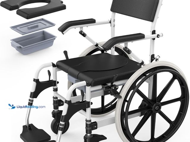 Lot 49-5572335 - Self-Propelled Shower Wheelchair,Commode Wheelchair,Rolling Shower Chair. Model: B0GTQMXYSH. Unused