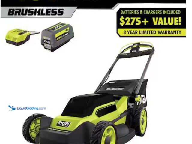 Lot 49-1513798 - RYOBI
40V HP Brushless 20 in. Cordless Electric Battery Walk Behind Self-Propelled Lawn Mower with ...