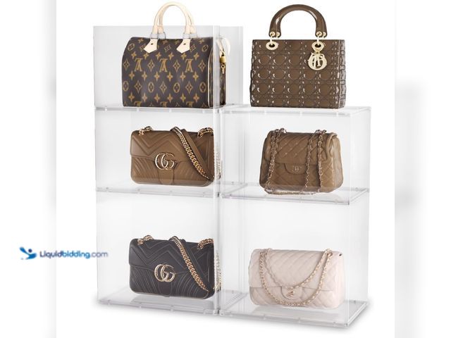 Lot 49-3481692 - Purse Organizer for Closet, Purse Storage Box a Single Stacked Unit, Clear Acrylic Display Case for ...