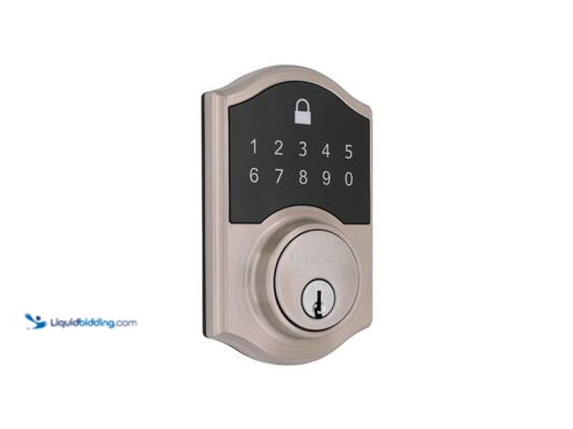 Lot 49-5544382 - Defiant Castle Satin Nickel Compact Touch Electronic Single Cylinder Deadbolt. Model # 32GC7X2D01AHP...