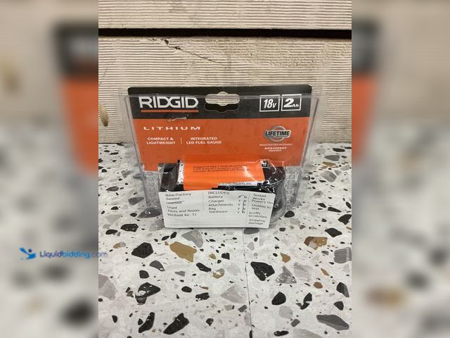 Lot 49-5485560 - RIDGID  18V 2.0 Ah Lithium-Ion Battery. Model # AC8400802. Unused.