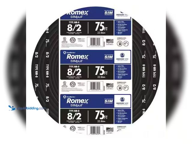 Lot 49-2001566 - Southwire 75 ft. 8/2 Stranded Romex SIMpull CU NM-B W/G Wire, Model # 28893624, Unused.   Ref#BIN052...