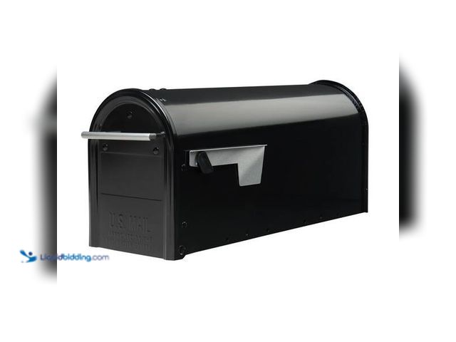 Lot 49-5452462 - Architectural Mailboxes
Franklin Black, Medium, Steel, Post Mount Mailbox with Satin Nickel Handle ...