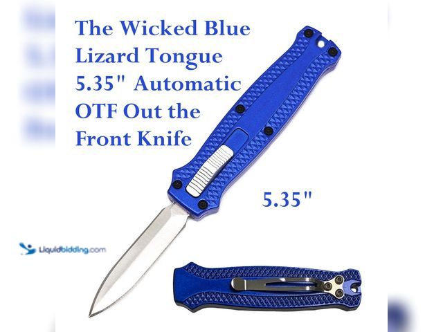 Lot 49-1616534 - The Wicked Blue Lizard Tongue Mini 5.35" Automatic OTF Out the Front Knife - NEW - Introducing the M...