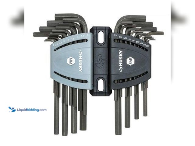 Lot 49-5546805 - Husky Long Arm Hex Set, SAE/MM (26-Piece) Model # HLAHKSM26PC-06 unused.