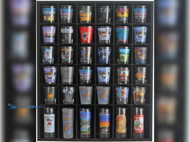 Lot 49-3511705 - Black Shot Glass Display Case 36 Slots Minifigures Thimble Collection Display Rack Freestanding - No...