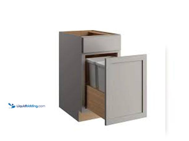 Lot 49-5459544 - Hampton Bay Courtland 18 in. W x 24 in. D x 34.5 in. H Assembled Shaker Trash Can Kitchen Cabinet in...