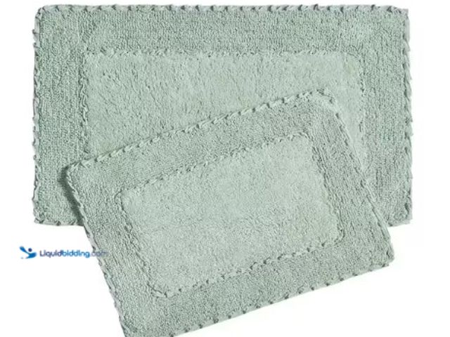 Lot 49-3631315 - Laura Ashley Ruffle Cotton Border Sage Green 2 Piece Bath Rug Set, Model: LAB023071, New  Ref#BIN073...