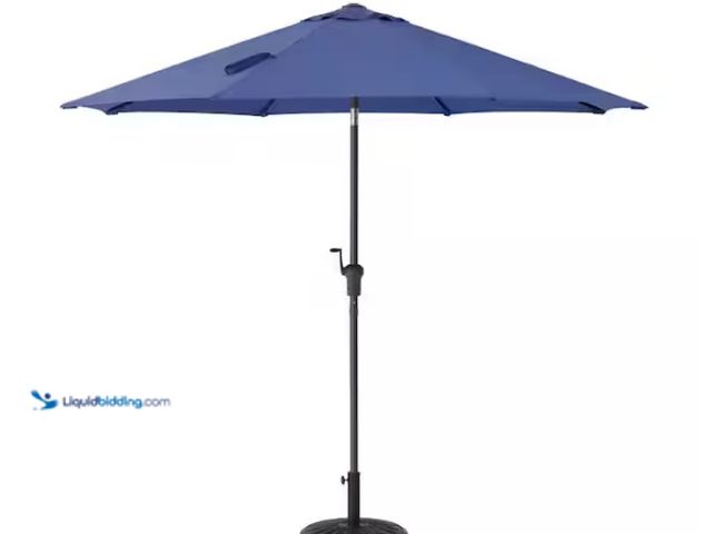 Lot 49-1515721 - Hampton Bay 9 ft. Aluminum Market Crank and Tilt Patio Umbrella in Sky Blue, Model # UCA171057-SKY, ...