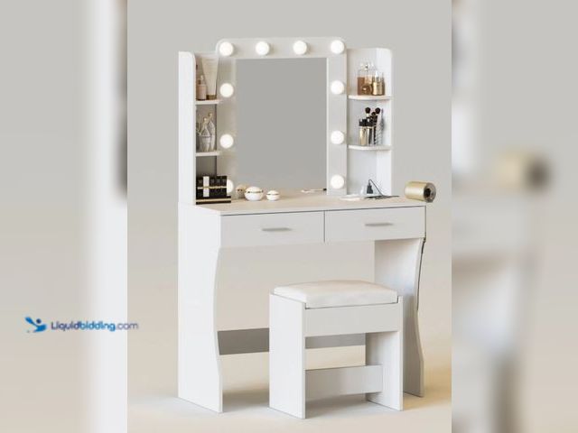 Lot 49-5486201 - 2 Large Drawers Modern Lights Makeup Vanity SKU: D3M545BS05 Item is Factory Sealed Item is Factory S...