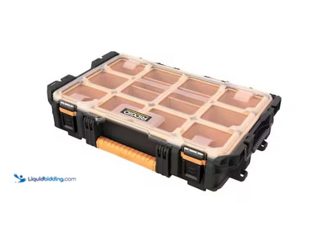 Lot 49-1627506 - RIDGID Pro Gear System Gen 2.0 Stackable Durable Weather Resistant 10-Compartment Small Parts Organi...