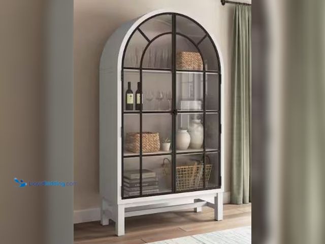 Lot 49-1593753 - Signature Design By Ashley Chadworth White and Black 44 in. Display Cabinet with Glass Doors Model #...