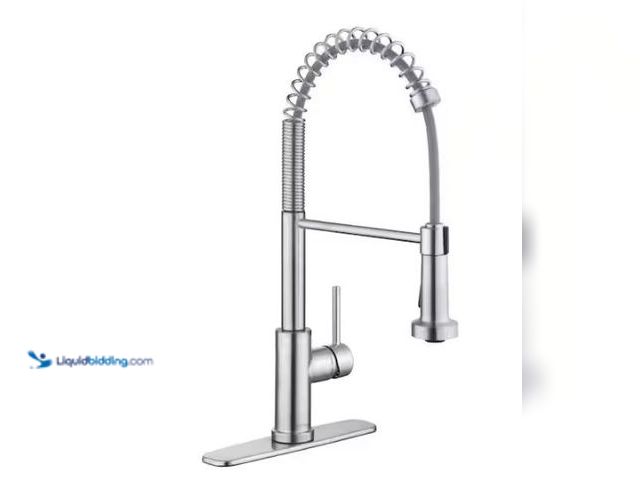 Lot 49-1569034 - Glacier Bay Paulina Single-Handle Spring Neck Pull Down Sprayer Kitchen Faucet in Stainless Steel, M...