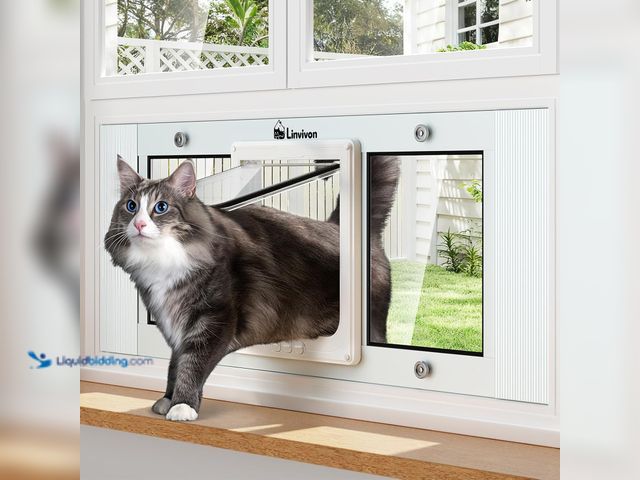 Lot 49-5476901 - Cat Door for Window, Quick Installation Adjustable Width of 27"-32". Model #B0FK2DD7GC. Unused.