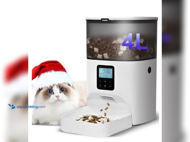 Lot 49-1577215 - Automatic Cat Feeder, 4L Cat Food Dispenser with 10s Voice Recorder, Pet Feeder up to 8 Meals per Da...