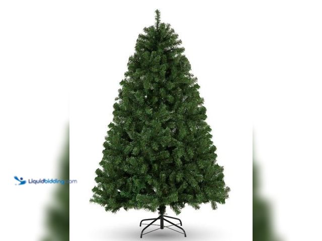 Lot 49-1546946 - Funcid 6ft Premium Hinged Artificial Christmas Tree Full Tree with 1477 PVC Branch Tips, Foldable Me...