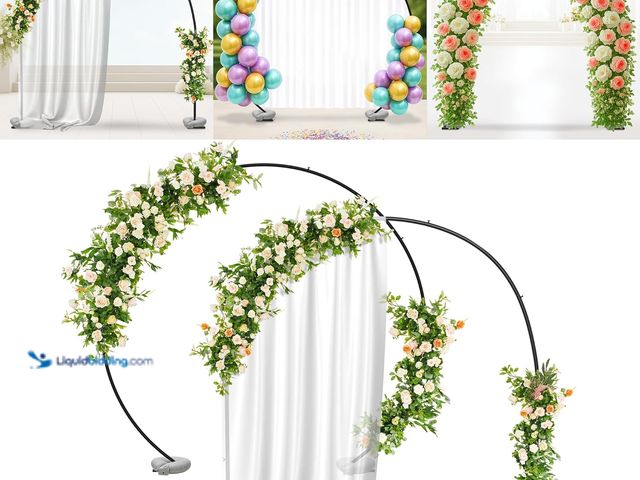 Lot 49-5463619 - VerdeVista Convertible 6.5 FT Round Backdrop Stand - Heavy Duty Balloon Arch Stand with 2 Waterbags ...