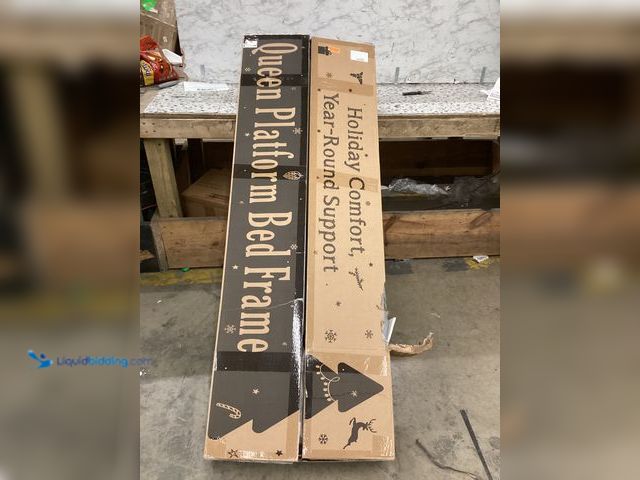 Lot 49-3532037 - Upholstered Platform Bed Queen Size (Black) Model:1210 Item is Factory Sealed