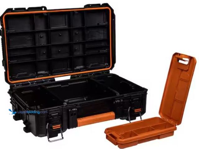 Lot 49-1544917 - RIDGID Pro Gear System Gen 2.0 Stackable Durable Compact Power Tool Box With Secure Hang Mounts, Mod...