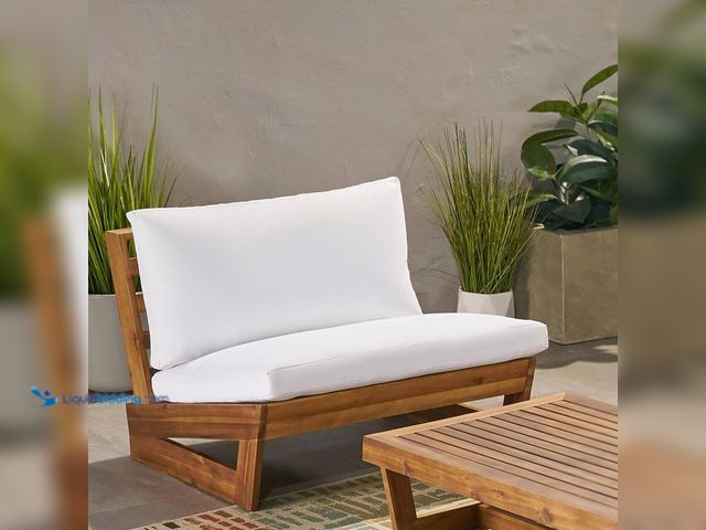 Lot 49-5437209 - Noble House Figi Teak Wood Outdoor Patio Lounge Chair with White Cushion. [Model # 68969] Unused