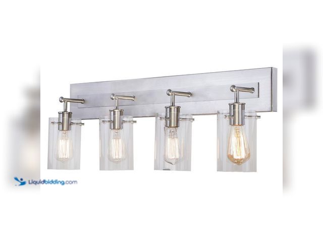 Lot 49-5409128 - Hampton Bay
Regan 29.13 in. 4-Light Brushed Nickel Vanity Light with Clear Glass Shades New
