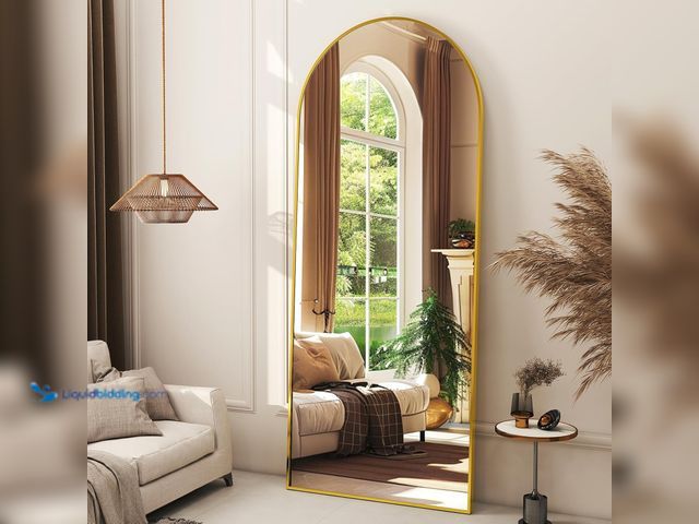 Lot 49-3514531 - 56" x21 Arched Full Length Mirror Floor Mirrors with Aluminum Alloy Frame Free-Standing Wall Mounted...