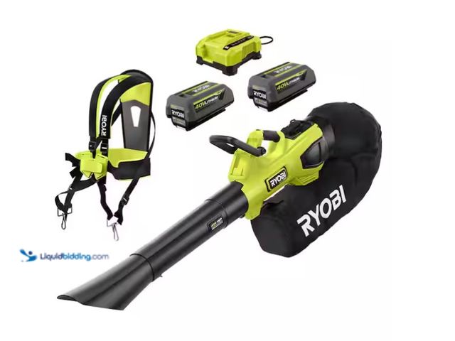 Lot 49-3431808 - RYOBI 40V HP Brushless 100 MPH 600 CFM Cordless Leaf Blower/Mulcher/Vacuum with (2) 4.0 Ah Batteries...