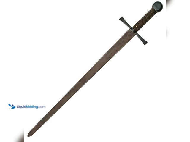 Lot 49-5408218 - Pakistan 901132 Rustic Broadsword with Brown Leather Wrapped Handle. Item is Unused