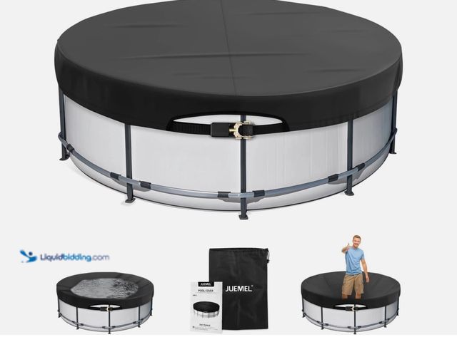 Lot 49-1577258 - Juemel 12FT Winter Round Pool Cover with Ratchet Strap Tightener, Easy Installation, Model# 14681729...