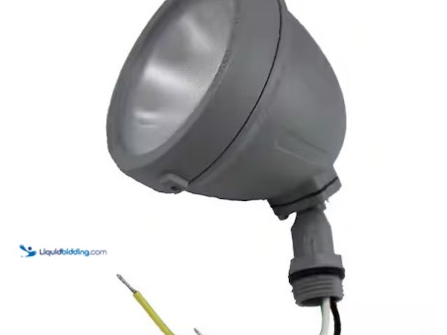 Lot 49-1625672 - Lot of (2) Commercial Electric 14-Watt Hardwired Gray LED Landscape Flood Light Metal Spot Light, 11...