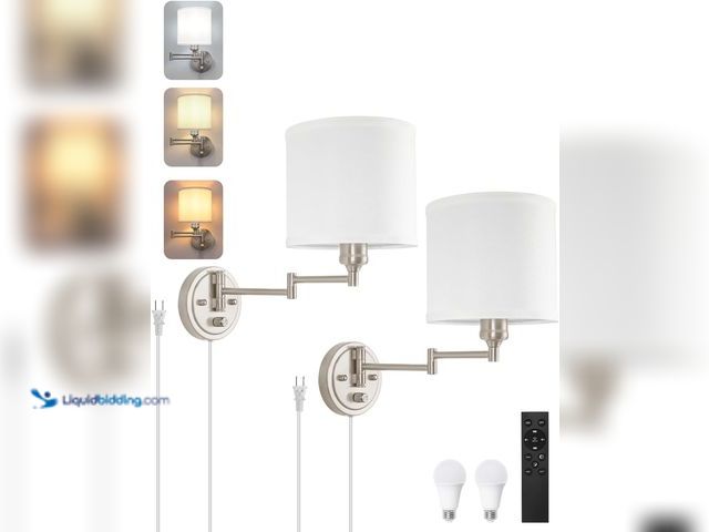Lot 49-5477858 - Plug in Wall Sconces with Remote Control, Dimming & Adjustable Colors 2700K-6500K, Hardwire or Plug-...