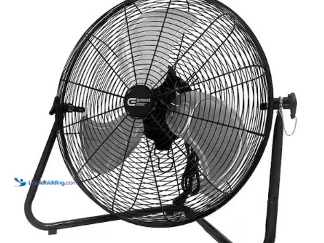 Lot 49-3631490 - Commercial Electric 20 in. 3-Speed High Velocity Floor Fan, Model # SFC1-500B, Used, Powers on.   Re...