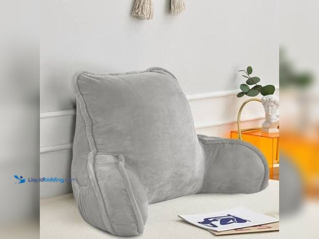 Lot 49-5549753 - Grey/Blue Bed Rest Pillow for sitting comfortably. Unused