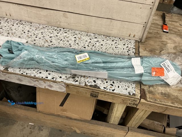 Lot 49-3564655 - Style well 7.5 ft. Steel Market Outdoor Patio Umbrella in Haze Teal Blue, Model # UTS00203E-HAZE, Un...