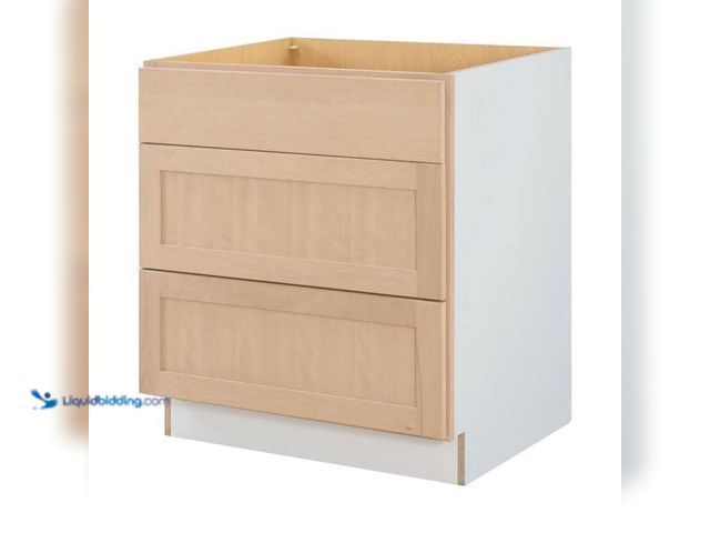 Lot 49-5437418 - Hampton Bay 30 in. W x 24 in. D x 34.5 in. H Ready to Assemble Drawer Base Kitchen Cabinet in Unfini...