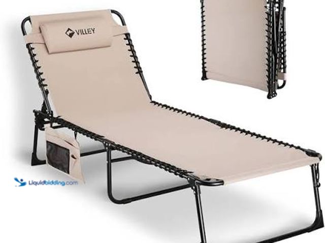 Lot 49-3563871 - VILLEY Oversized Chaise Lounge Chair with Face Hole, Adjustable Reclining Beach Chair, Portable Tann...