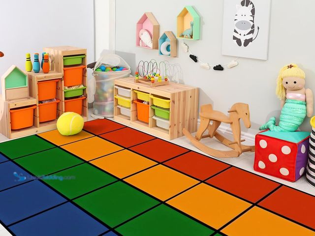 Lot 49-5424888 - Classroom Rug Elementary 8'x12' Carpets Large Rainbow Rugs 24 Seats for Class Unused
