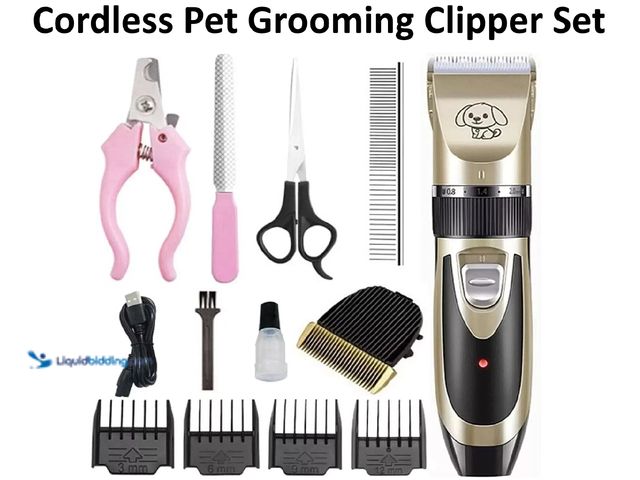 Lot 49-1820413 - Cordless Rechargeable 13-Piece Pet Grooming Hair Clipper Trimmer Set - NEW - This Grooming Scissors ...