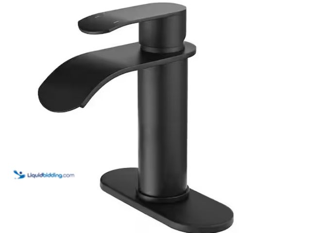 Lot 49-1515904 - IVIGA 4 in. Centerset Single Handle High Arc Waterfall Bathroom Faucet with Pop Up Drain and Supply ...