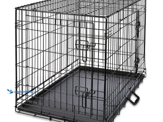 Lot 49-5552295 - Vibrant Life Wire Dog Crate, Double-Door, Divider and Leak-Proof Tray, Metal, Foldable, Durable, Bla...