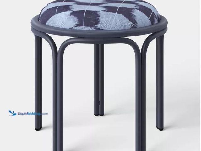 Lot 49-5552104 - Metal Round Travel Accent Patio Stool Navy Blue - Threshold™. Unused