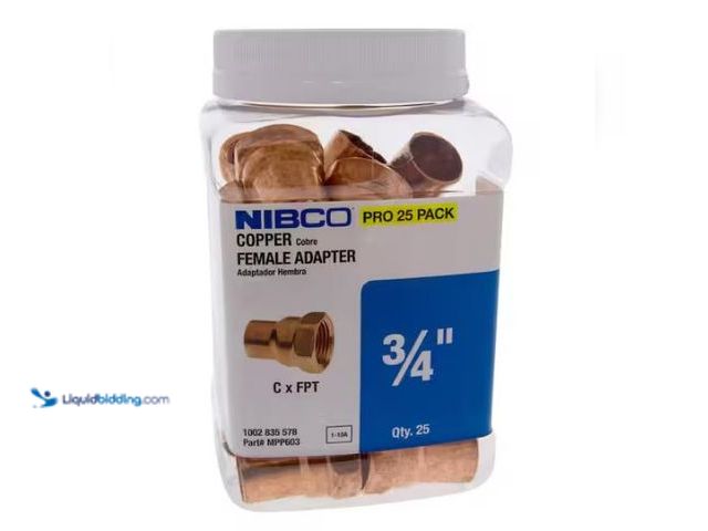 Lot 49-1565959 - Everbilt 603 3/4 in. x 3/4 in. Wrot Copper Cup X FIP Adapter Pro Pack (25-Pack), Model # MPP603HD34,...