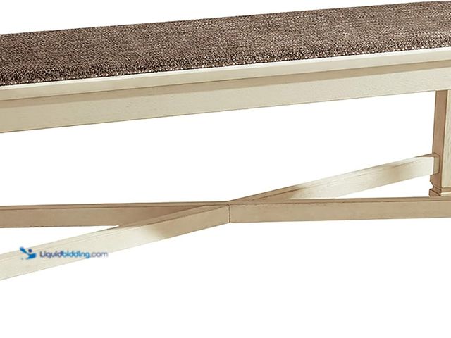 Lot 49-5408694 - Signature Design by Ashley Bolanburg French Country Upholstered Dining Room Bench, Antique White. [A...
