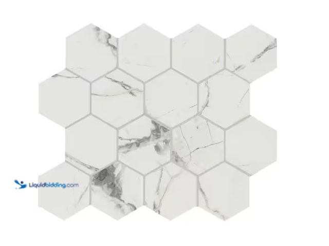 Lot 49-1575791 - Approx. (6) Sq. Ft. Of MSI Carrara 12 in. x 12 in. Polished Porcelain Mesh-Mounted Mosaic Floor and ...