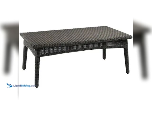 Lot 49-5580711 - Shintenchi Outdoor Patio Table. Brown Wicker. Unused.