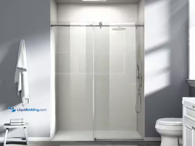 Lot 49-1567500 - Aionor 60 in. W x 76 in. H Single Sliding frameless Bypass Bathroom Shower Door with 1/4 in. Tempere...